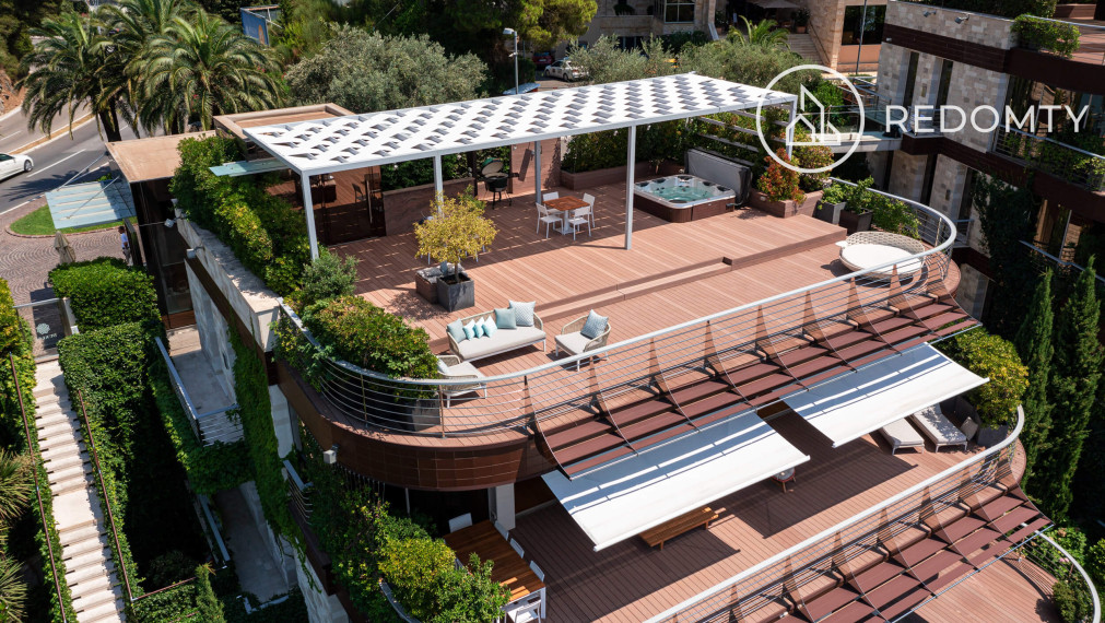 Luxusný strešný byt s terasami, s výhľadom na more, Dukley Gardens, Budva, Čierna Hora