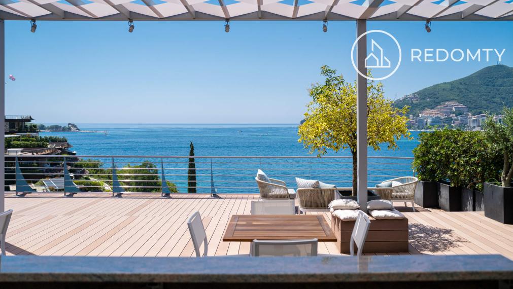 Luxusný strešný byt s terasami, s výhľadom na more, Dukley Gardens, Budva, Čierna Hora